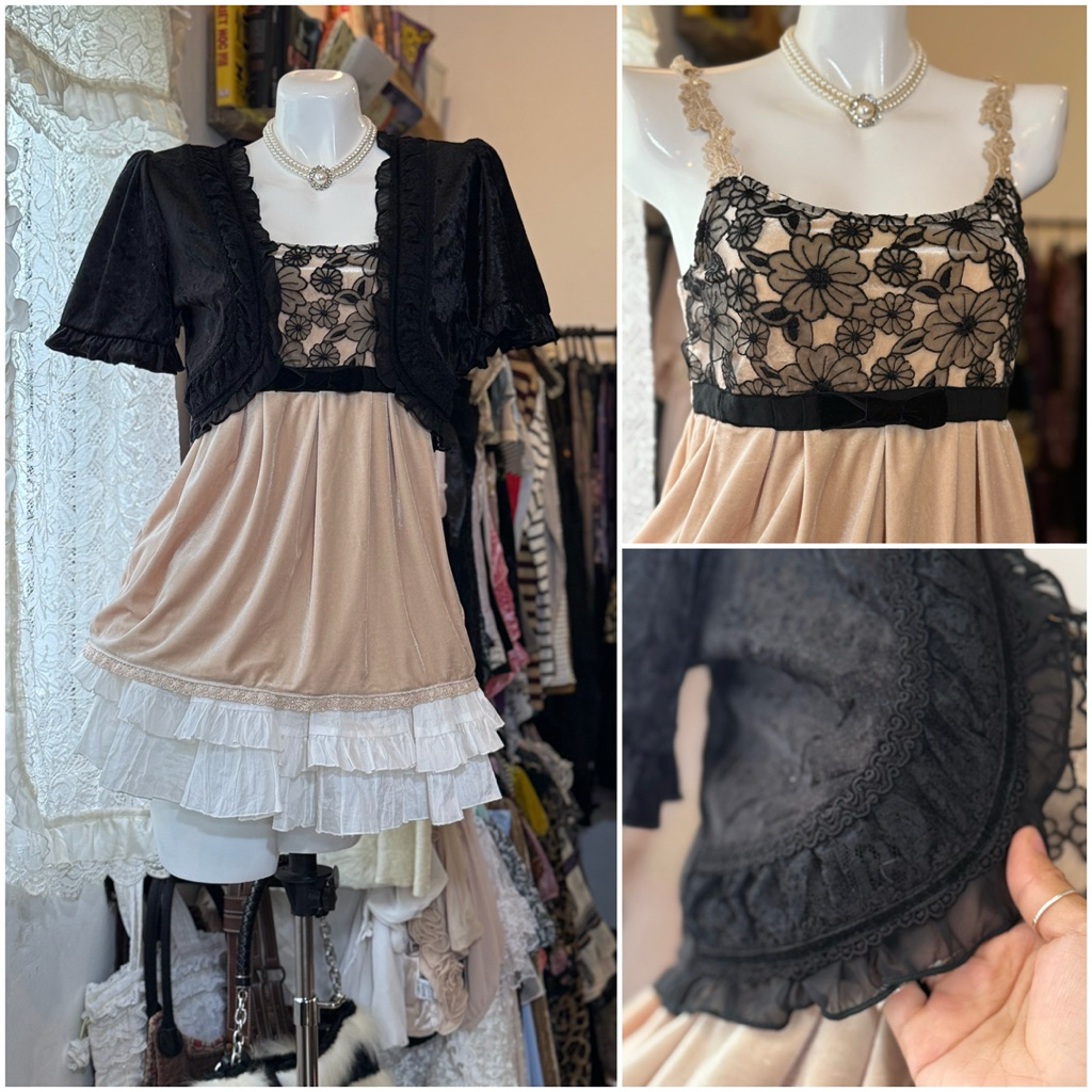 [2hand_thrift] Set: เสื้อแจ็คเก็ตกํามะหยี่ Axes M เสื้อกล้ามกํามะหยี่ Axes M