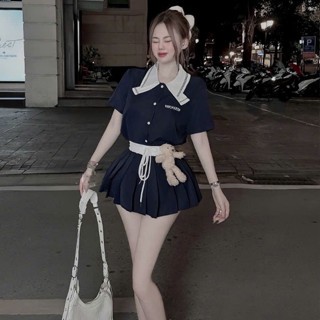 เดรสไปเที่ยวผู้หญิง เดรสแขนกุดชายจับจีบและกางเกง A186(Z2)