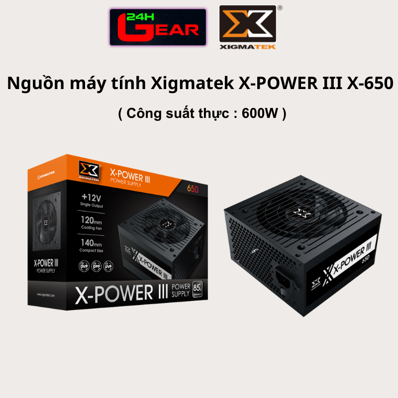 คอมพิวเตอร์ แหล่งพลังงาน XIGMATEK X-POWER III X650 / 80Plus (ความจุจริง 600w)