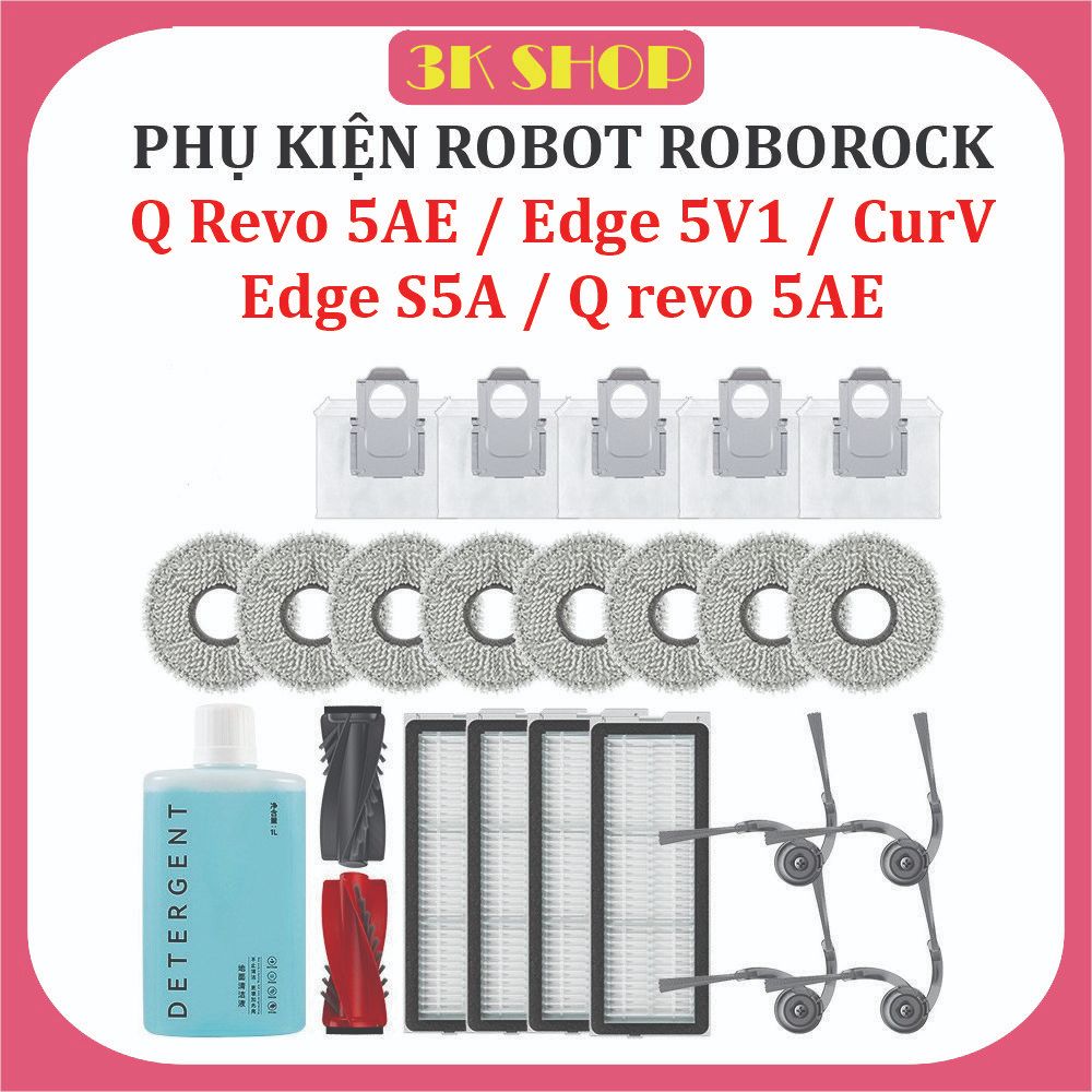 Roborock Q Revo 5AE อุปกรณ์เครื่องดูดฝุ่นหุ่นยนต์, Edge 5V1, S5A, hepa Filter, ผ้าขนหนู, แปรงกลาง, แ