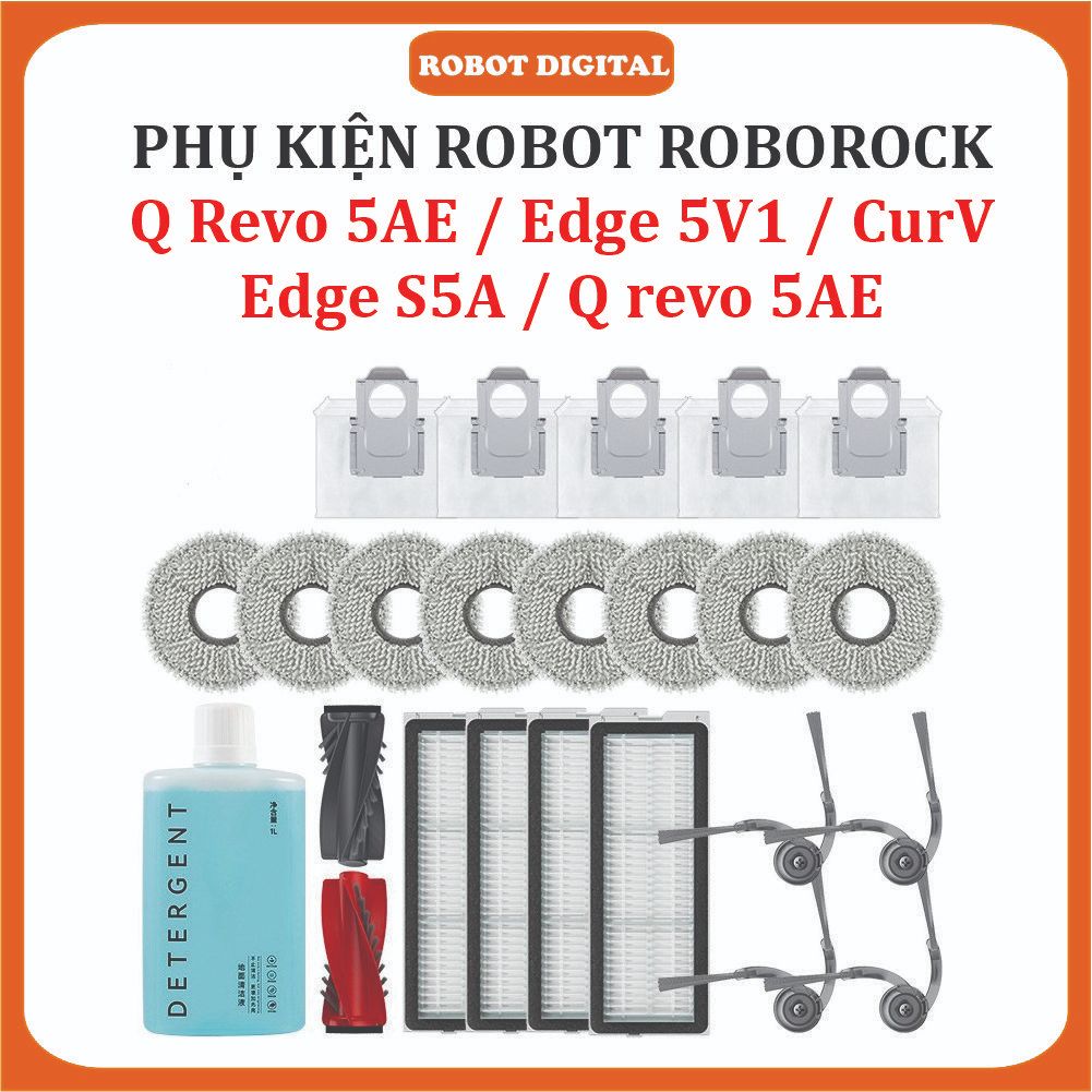Roborock Q Revo 5AE อุปกรณ์เครื่องดูดฝุ่นหุ่นยนต์, Edge 5V1, S5A, hepa Filter, ผ้าขนหนู, แปรงกลาง, แ