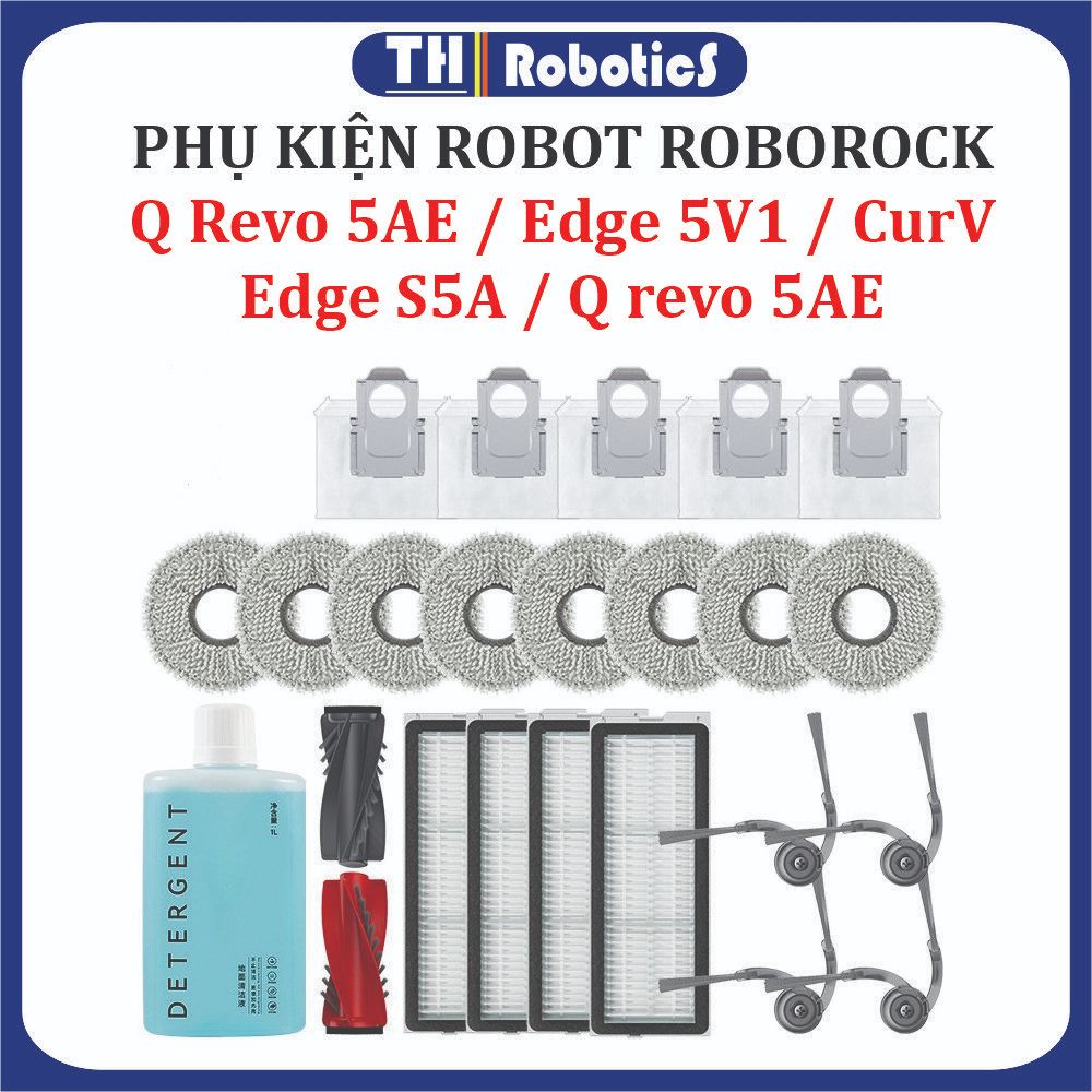 อุปกรณ์เสริมเครื่องดูดฝุ่นหุ่นยนต์ Roborock Q Revo 5AE, Edge 5V1, S5A, กรอง hepa, ผ้าเช็ดตัว, แปรงกล