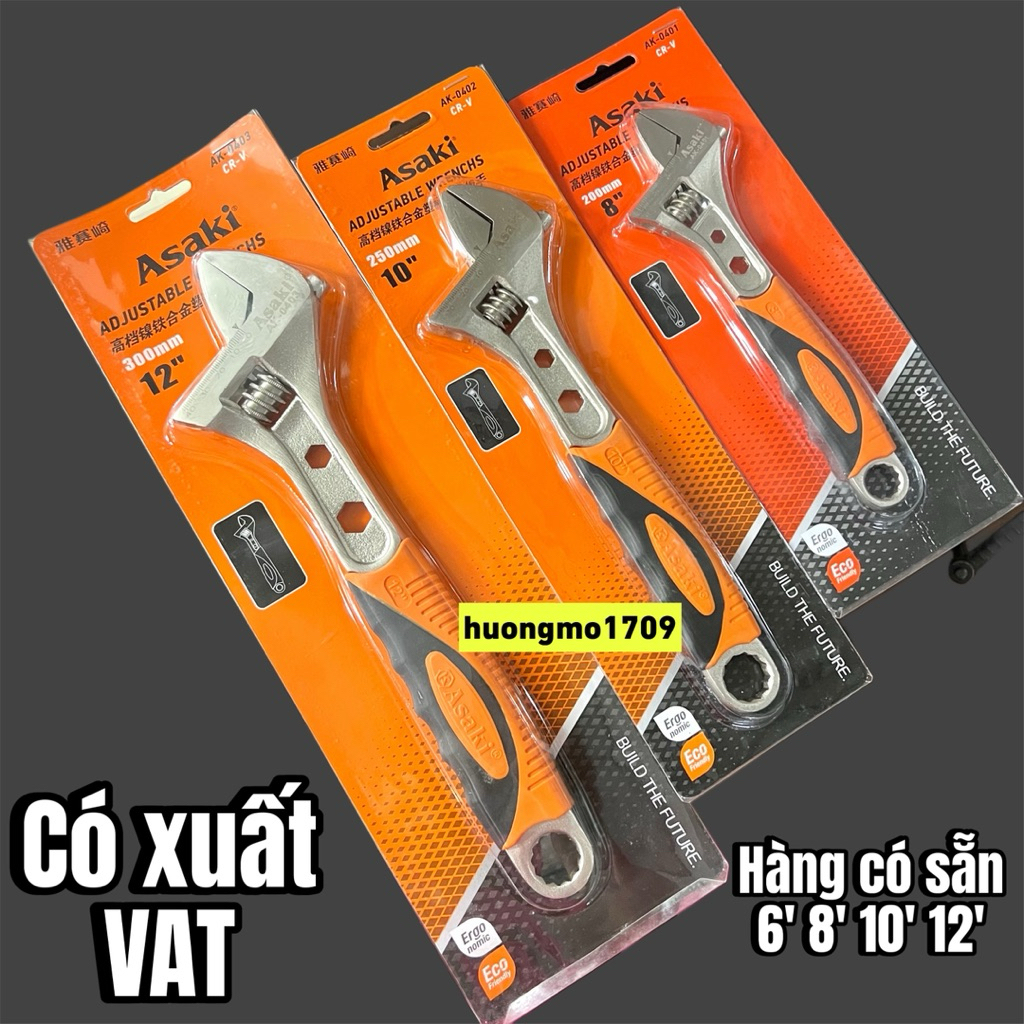 ประแจคุณภาพสูง [GENUINE] ASAKI ด้ามจับเคลือบ PVC กันลื่น 8-200mm AK-0401/10 AK-0402/12  AK-0403