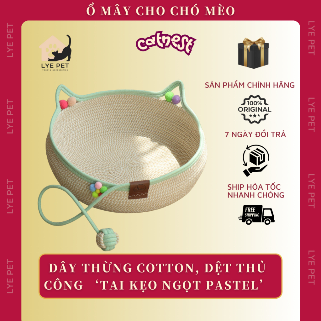 CatNest ลูกอมหูสีพาสเทล ที่นอนสัตว์เลี้ยง - Lye Petshop
