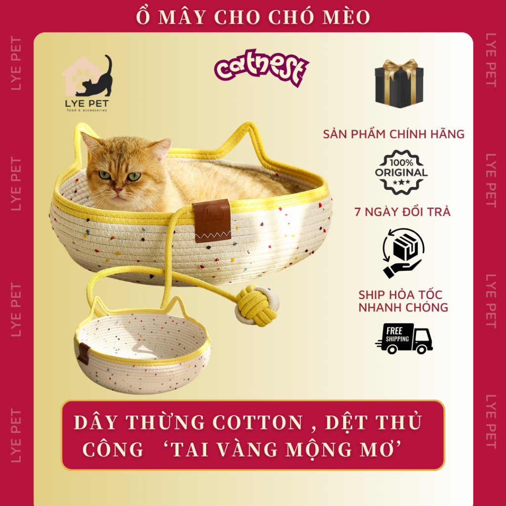 CatNest Dream Golden Ear Pet Rattan Nest - Lye Petshop