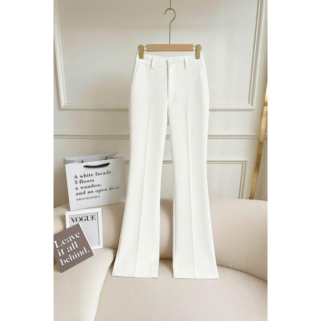 Bigsize 38kg-85kg กางเกงขากว้างเอวสูงผ้าฝรั่ง ทรงกางเกงขาตรงขากว้างผู้หญิง - รหัส 555