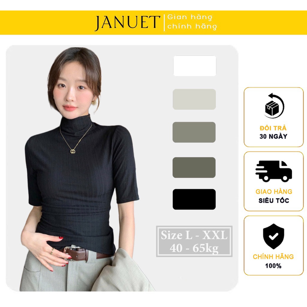 เสื้อเชิ้ตแขนสั้นคอปกสูงสําหรับผู้หญิง ผ้านุ่ม (BIG SIZE AVAILABLE) JANUET AOT06