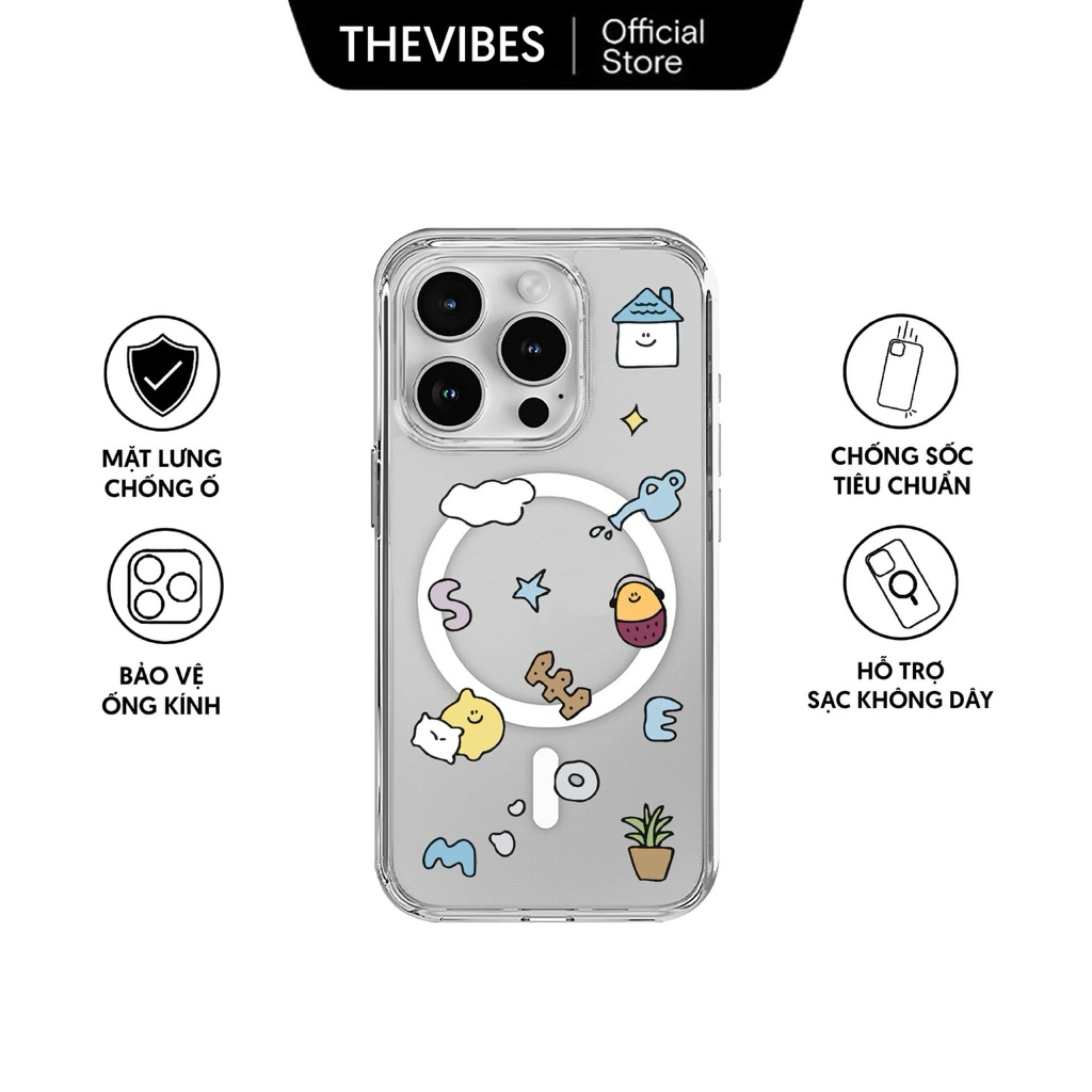 [ผลิตภัณฑ์ใหม่] เคส Iphone กันกระแทกแบบโปร่งใสของ THE VIBES พร้อมวงกลมแม่เหล็กแบบบูรณาการ Second Mor