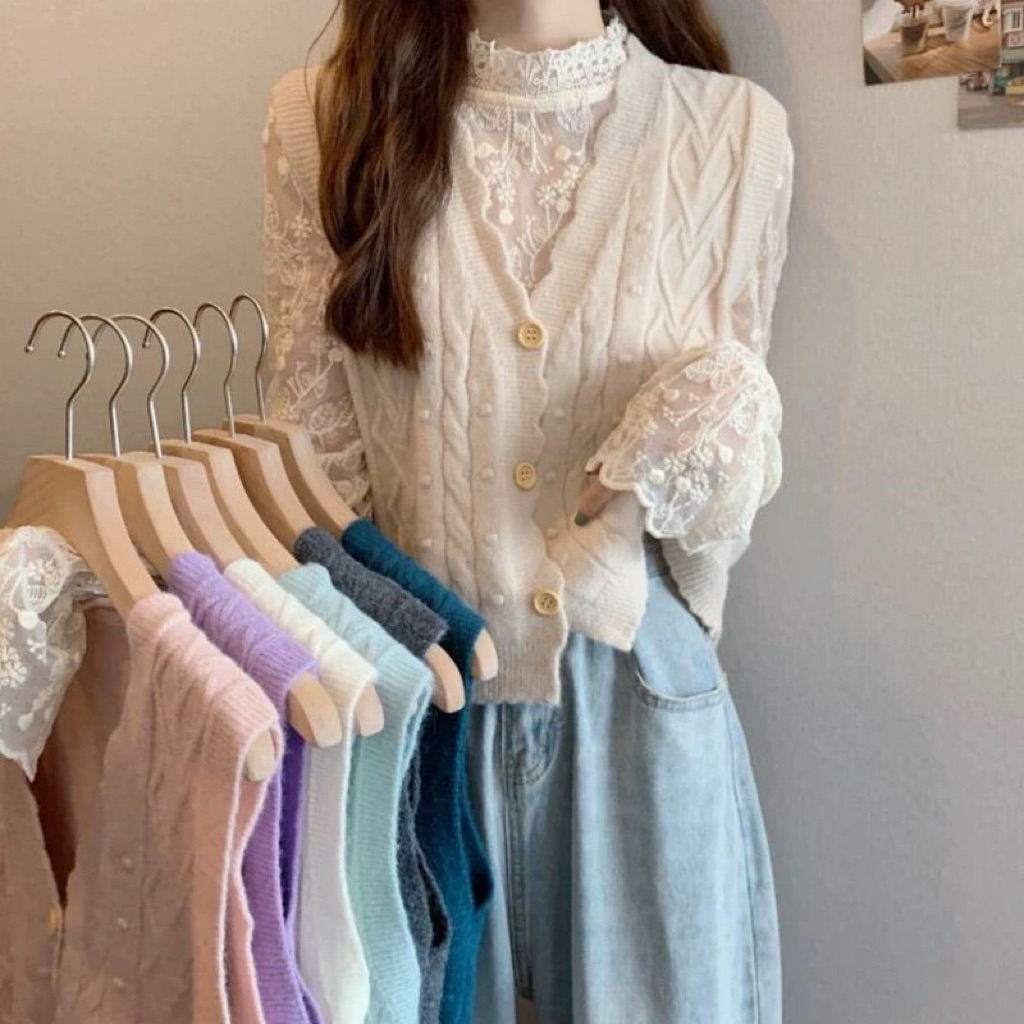 เสื้อสเวตเตอร์ Gile ครีมขนาดกลาง ไซส์ sm Qc 2hand