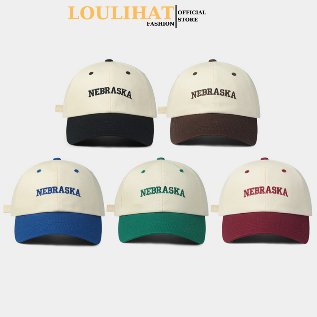 หมวกเบสบอลกีฬา Nebraska LOULIHAT สําหรับผู้ชายและผู้หญิง หมวกกันแดด 2 สีแฟชั่นเกาหลี