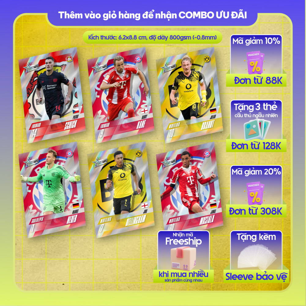 25-26 ALLSTARS | การ์ดนักฟุตบอล SKYLLECTA | Bellingham Musela Doan Kane Heuer Davies Brandt Kimmich 