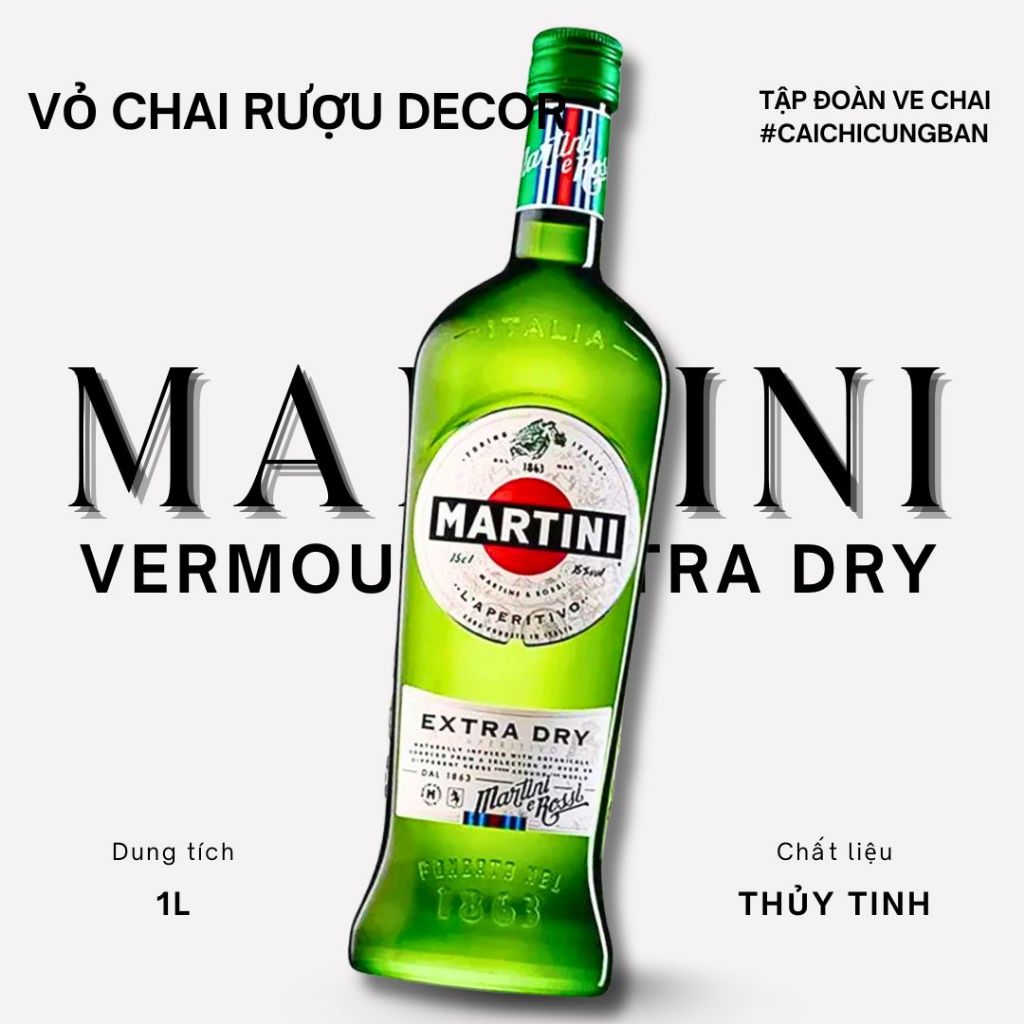 [DECOR] ขวดไวน์สวยงาม Martini Vermouth Extra Dry ของตกแต่งห้องนอน ของตกแต่งโต๊ะทํางานที่ไม่ซ้ําใคร