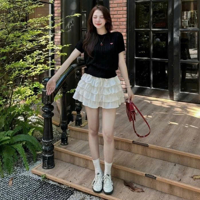 กระโปรงบานชั้นพร้อมกางเกงกัน เอ็มซีวี0115