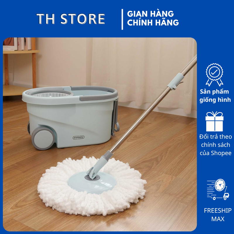 Hand-Rotatingd Mop Lock&Lock ETM971 – Sweepy 7L, 2 แผ่น, ถังล้อสะดวก