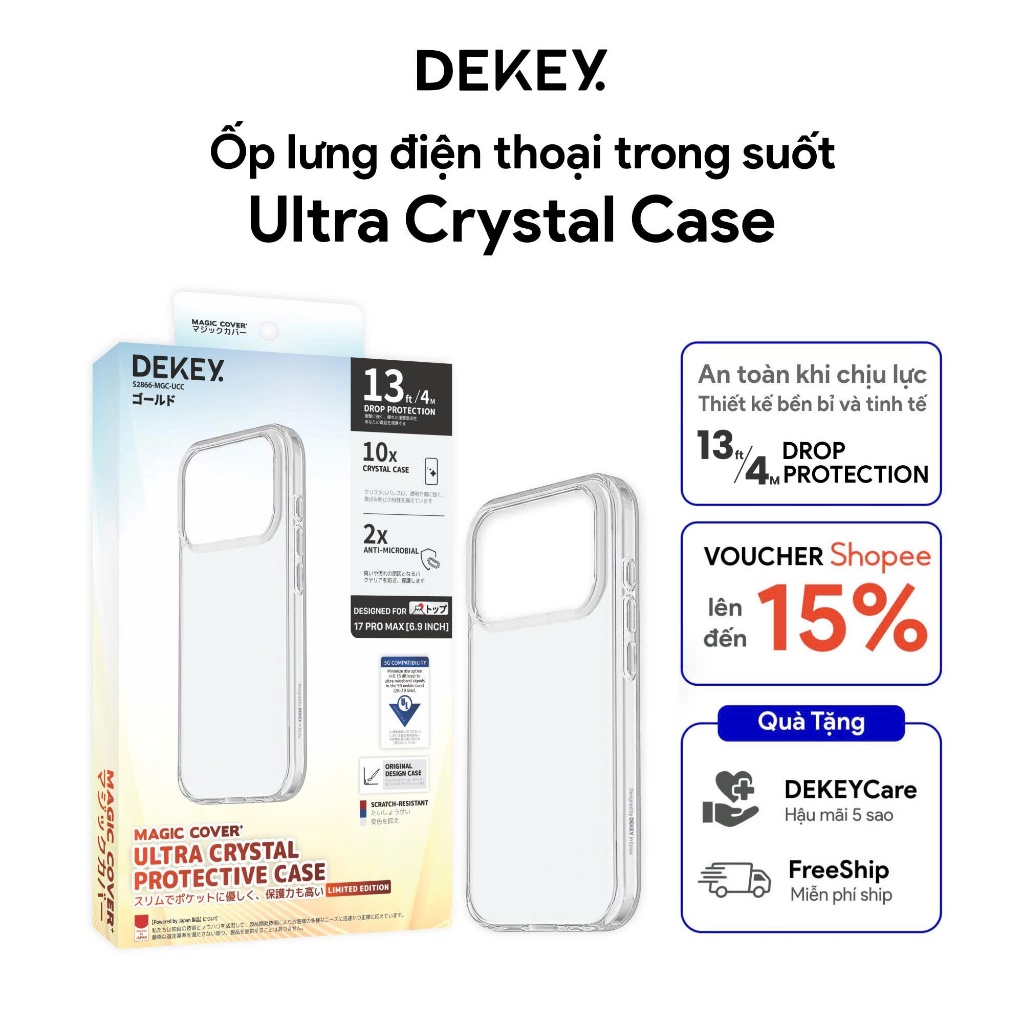 [17 Promax ] DEKEY Magic Cover Crystal Series เคสป้องกันสําหรับโทรศัพท์ขอบซิลิโคนสําหรับ 17 - 17Prom