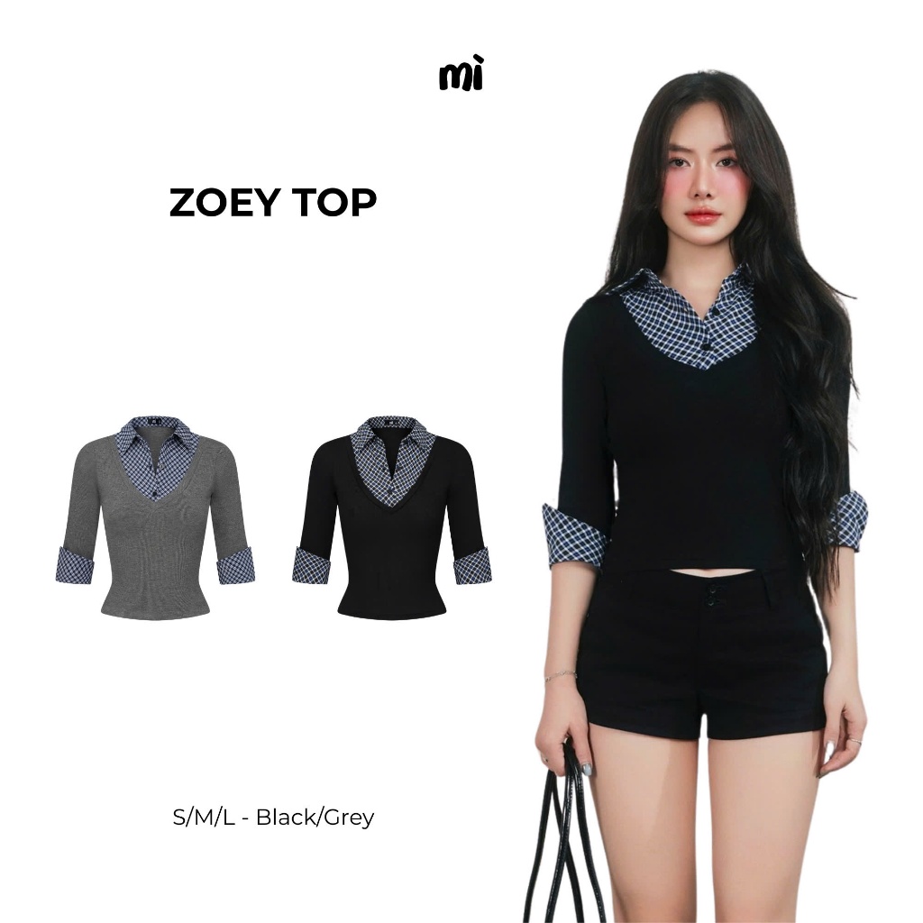 NOODLES - เสื้อเชิ้ตพร้อม CARRO COLLAR และ LONG SLEEVES - ZOEY TOP