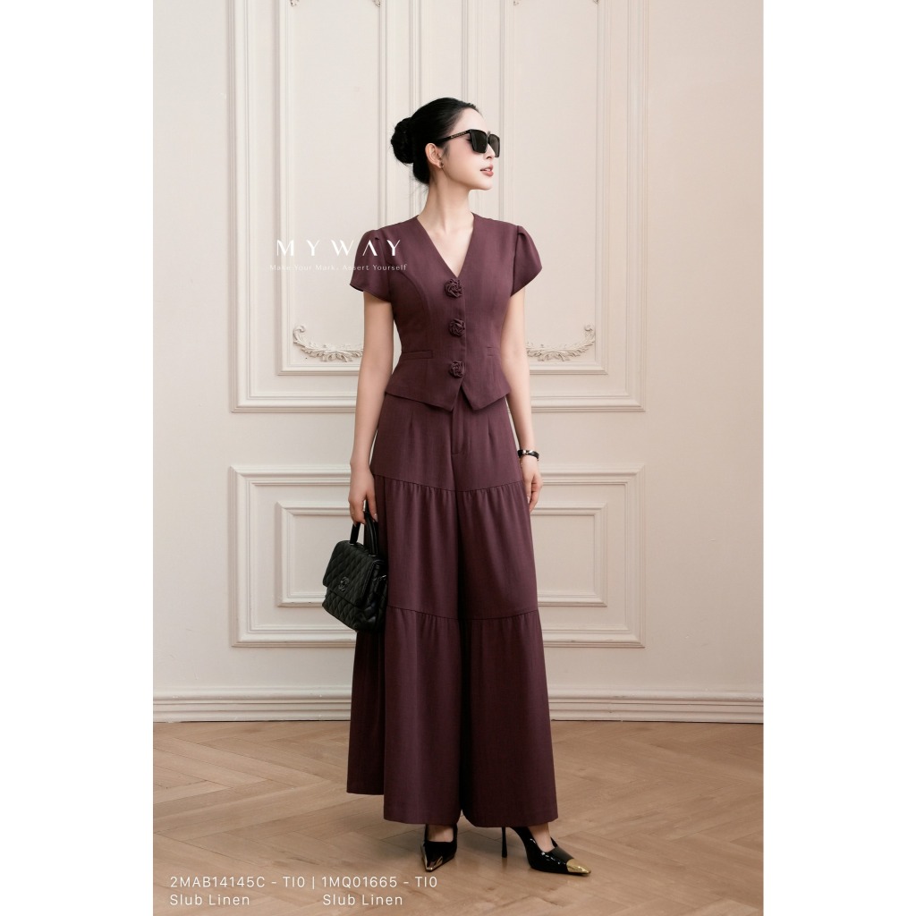 Graceful Poise Set Floral Shirt with Layered Straight Pants MY WAY หรูหราและประณีต 2MAB14145C 1MQ016