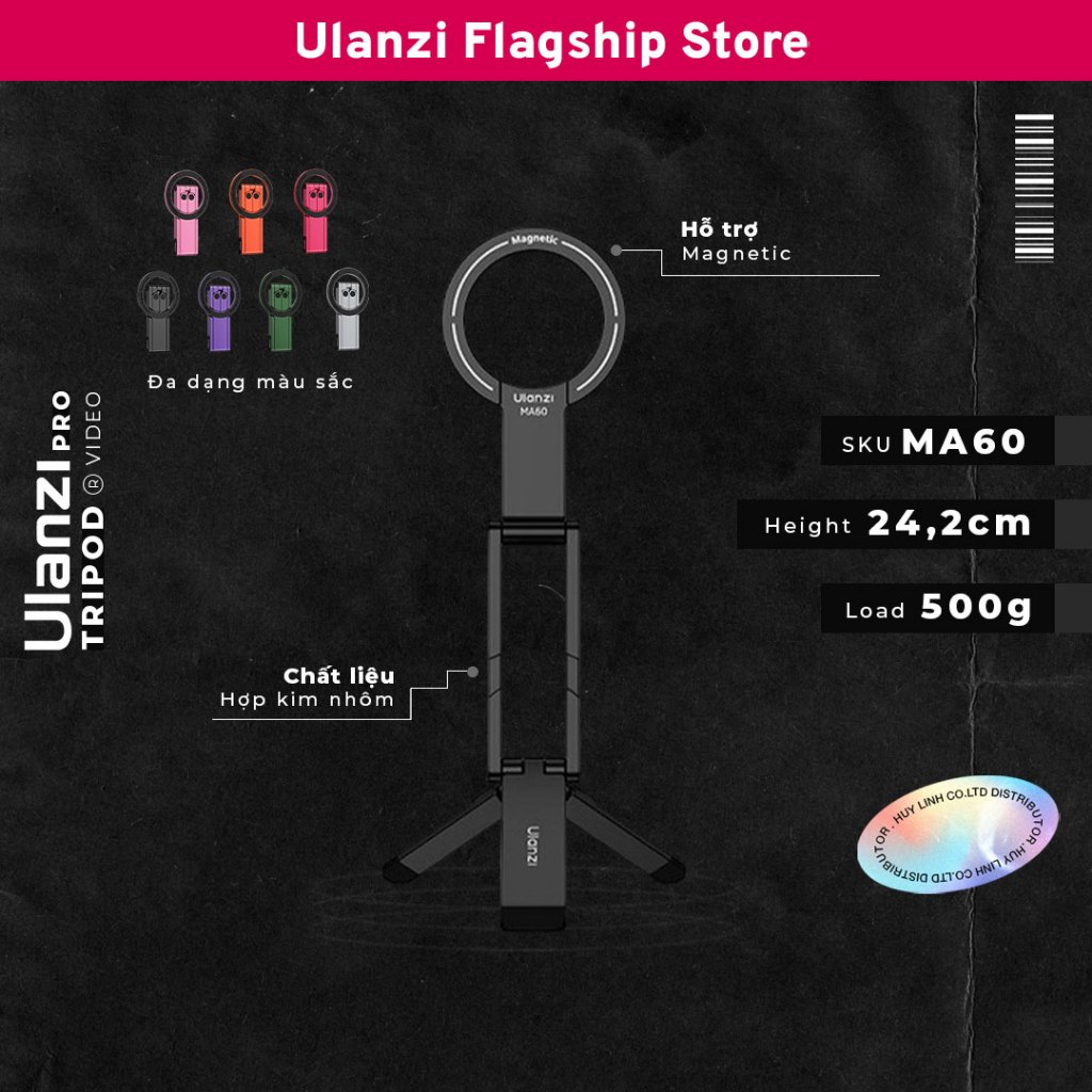 Ulanzi MA60 - ขาตั้งกล้องโทรศัพท์แม่เหล็กพับได้ของแท้ ขาตั้งกล้องขนาดเล็ก