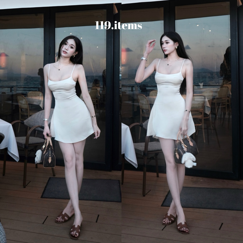 ชุดเดรสผ้าไหมสายบาน 2 เส้น หรูหรา NON-FOAM 119.items – โปรปัง