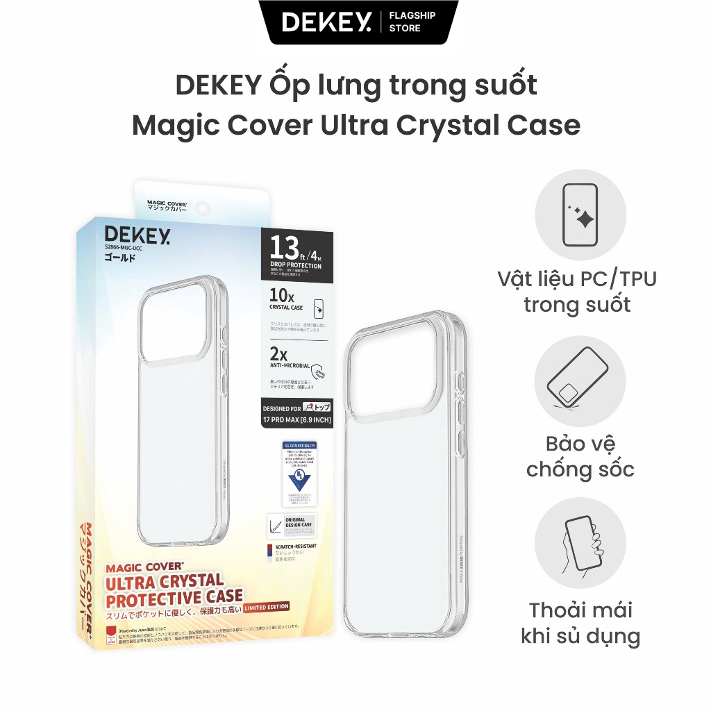 17Promax DEKEY Magic Cover คริสตัลโปร่งใสเคสโทรศัพท์คุณภาพสูงกันกระแทกทนทาน
