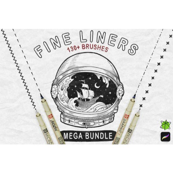 ชุดไลเนอร์ละเอียด 130 ชิ้น Procreate Brushes – ภาพวาดบาง คม มืออาชีพ