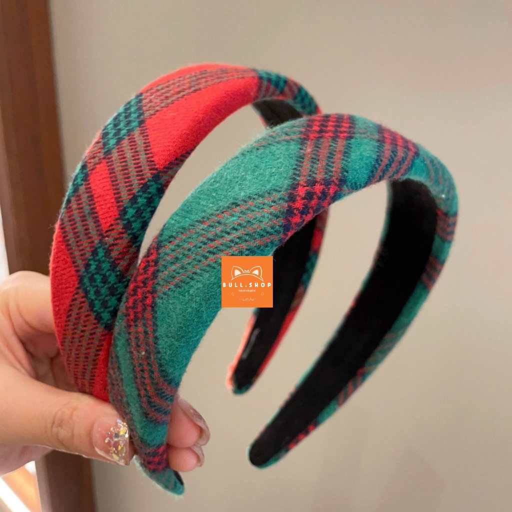 CX89 กิ๊บติดผมโฟมสําหรับผู้หญิงพร้อมกํามะหยี่โฟมลายหมากรุกคริสต์มาสสุดหรู BULL.SHOP