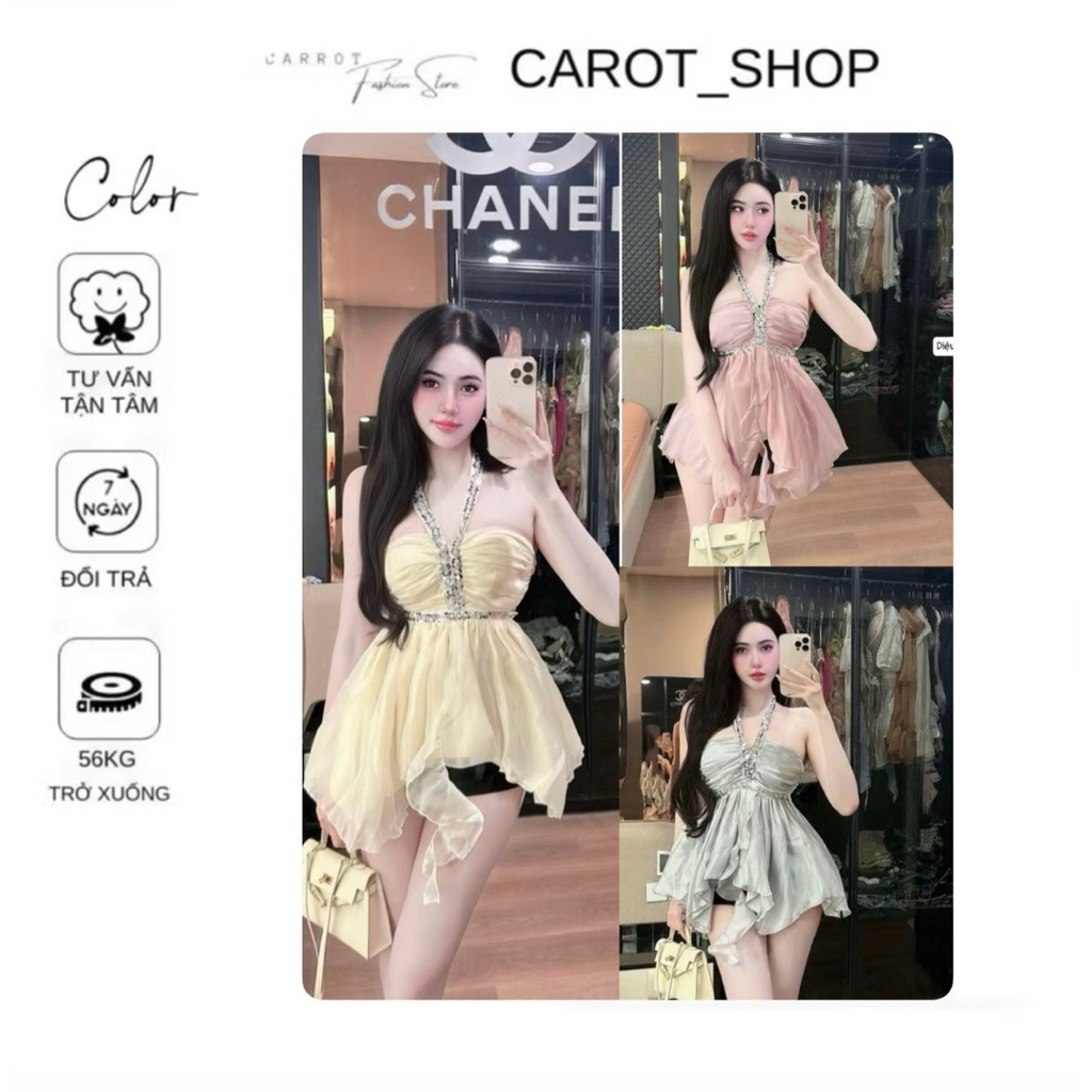 VMS06 เสื้อคล้องคอผ้าไหม 2 ชั้นสุดเซ็กซี่และหรูหราพร้อมแผ่นซับน้ํานม QC โดย CarotShop