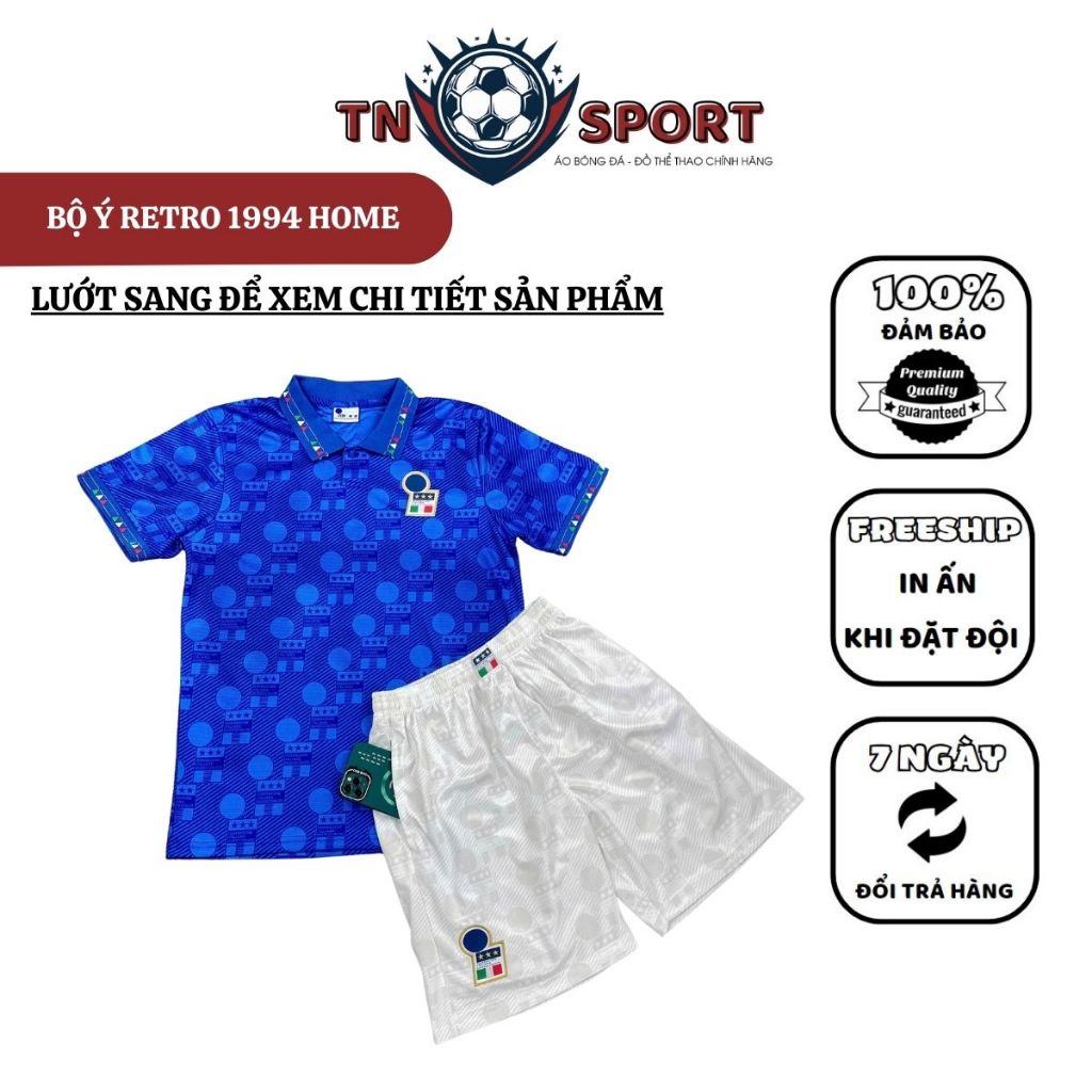 Italy Retro 1994 Home Team Set เวอร์ชั่นสวย ผ้าไทย ทรงหลวม Blokecore สไตล์ยุโรป (WITH POCKETS)