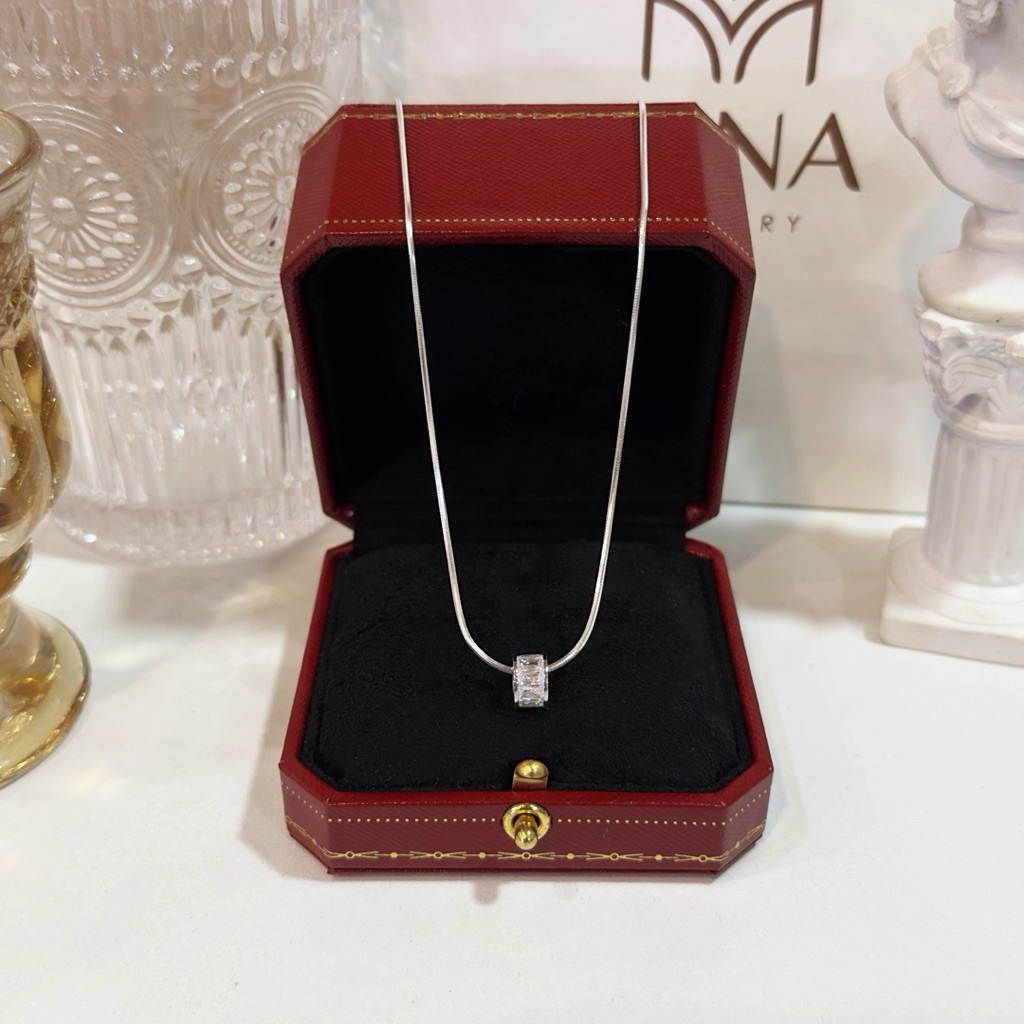 สร้อยคอเงินหรูหราสําหรับผู้ชายและผู้หญิงที่มีหินบาแกตต์ม้วนกลม - คุณภาพสูง MINA JEWELRY JEWELRY JEWE