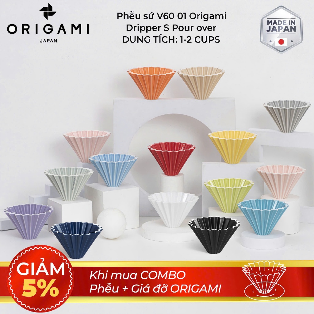 [ORIGAMI JAPAN] Volcano Ceramic Funnel V60 01 Origami Dripper S Pour over