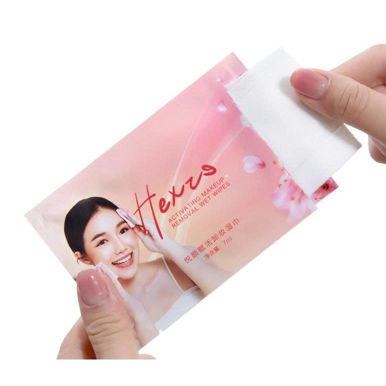 [ของขวัญ] HEXZE MAKEUP REMOVAL WET TOWEL - CONVENENIENT DISPOSABLE PACKAGE (7ml)