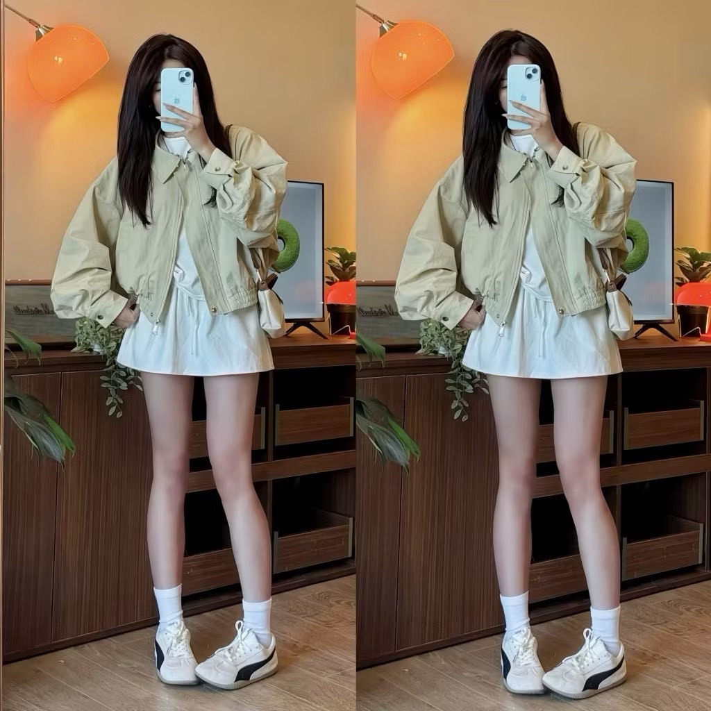 [ผลิตภัณฑ์ QC/TYPE 1] SUPER BEAUTIFUL WIDE FORM SOFT KAKI BOMBER JACKET 2MONDAY AK6