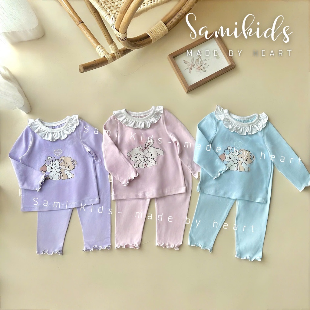 MIMIO.HN SHOP ชุดคอปกแขนยาวพิมพ์ลายน่ารักสําหรับเด็กทารก AB176C