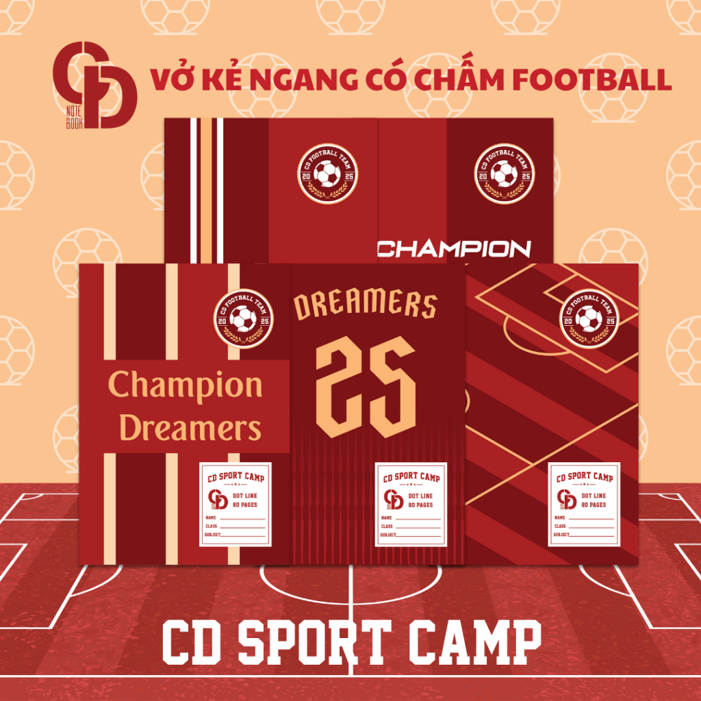 CD NOTEBOOK Sport Camp Football Red แนวนอน NOTEBOOK 80 หน้า - MS: TS303