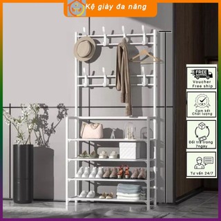 Kệ giày đa năng, giá để giày mũ nhiều tầng, có móc treo, tiện lợi, thực dụng, thẩm mỹ và dung tích lớn