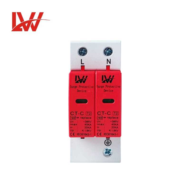 ป้องกันไฟกระชาก LW SPD AC 2P 40kA ตัดฟ้าผ่าสําหรับไฟ AC