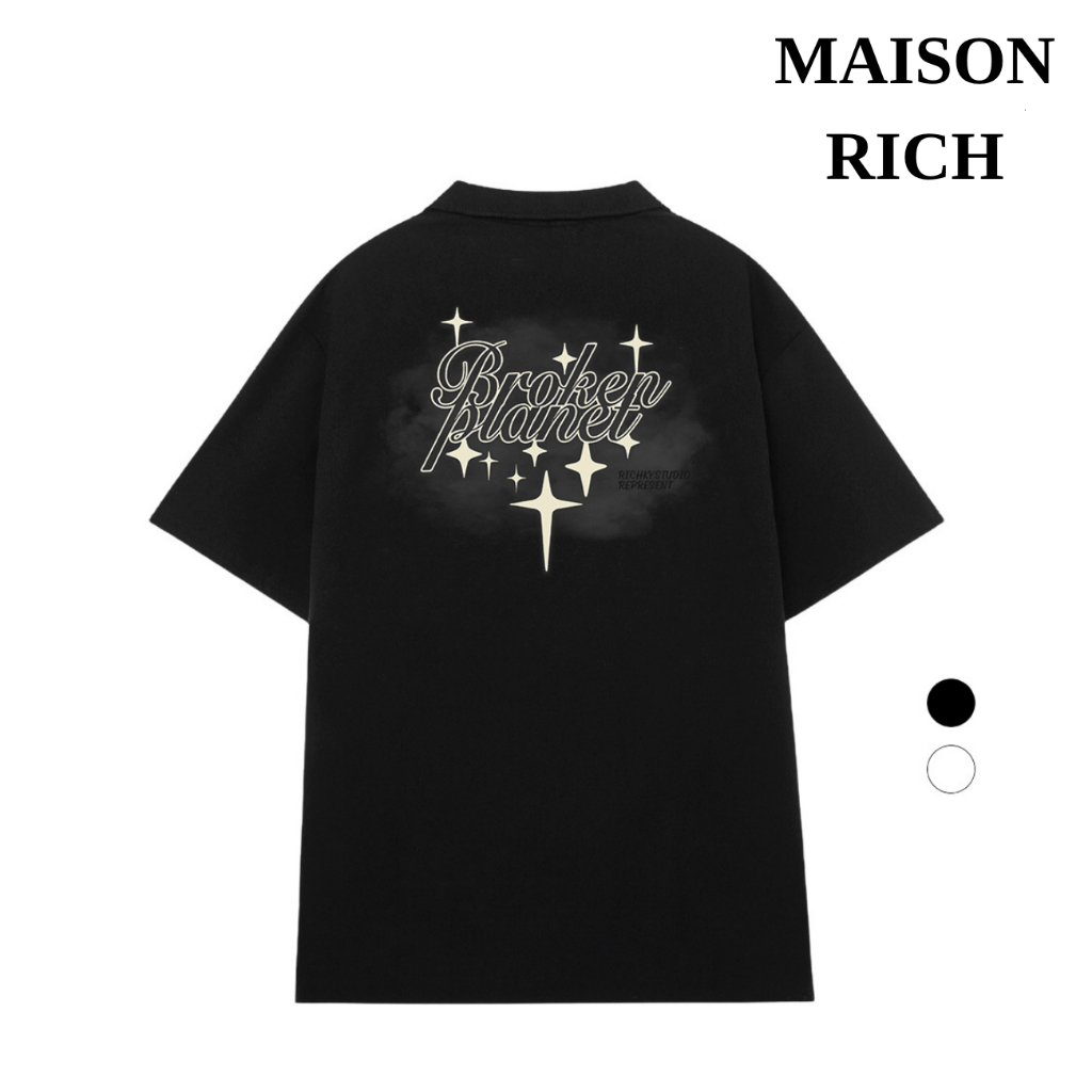 Kyrich Premium Polo Collar Tee Broken Planet Starry Scrip Graphic