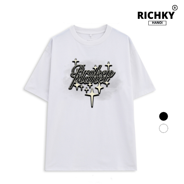 Richky Hanoi Premium Tee Broken Planet Starry Script Graphic