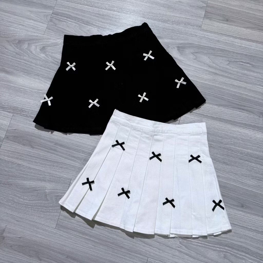SUPER BEAUTIFUL HIGH-WRIST PLETED TENNIS SKIRT WITH BOW HT777