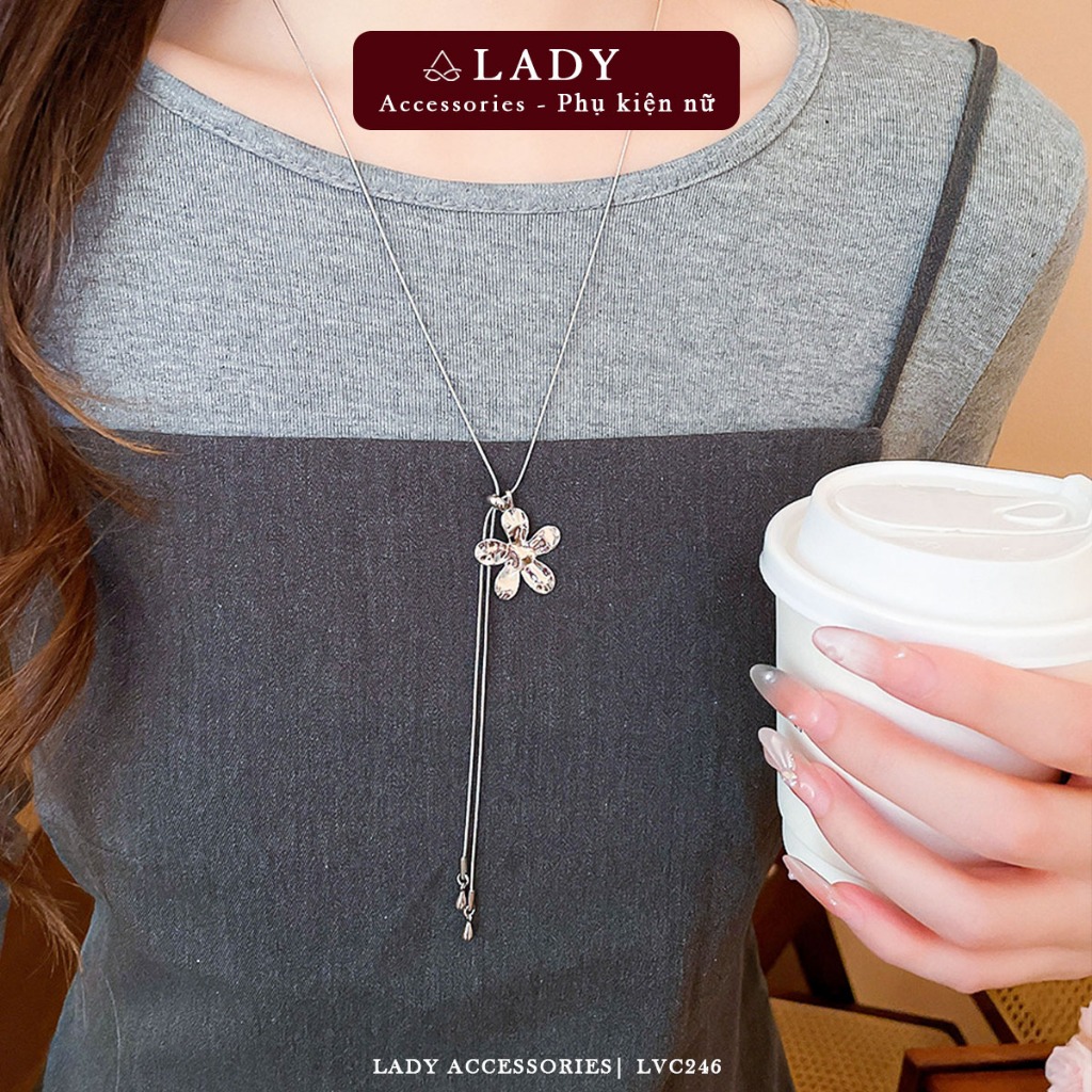 สร้อยคอดอกไม้ธรรมดาผู้หญิง Lady Accessories สร้อยคอเชือกปรับระดับได้ LVC246