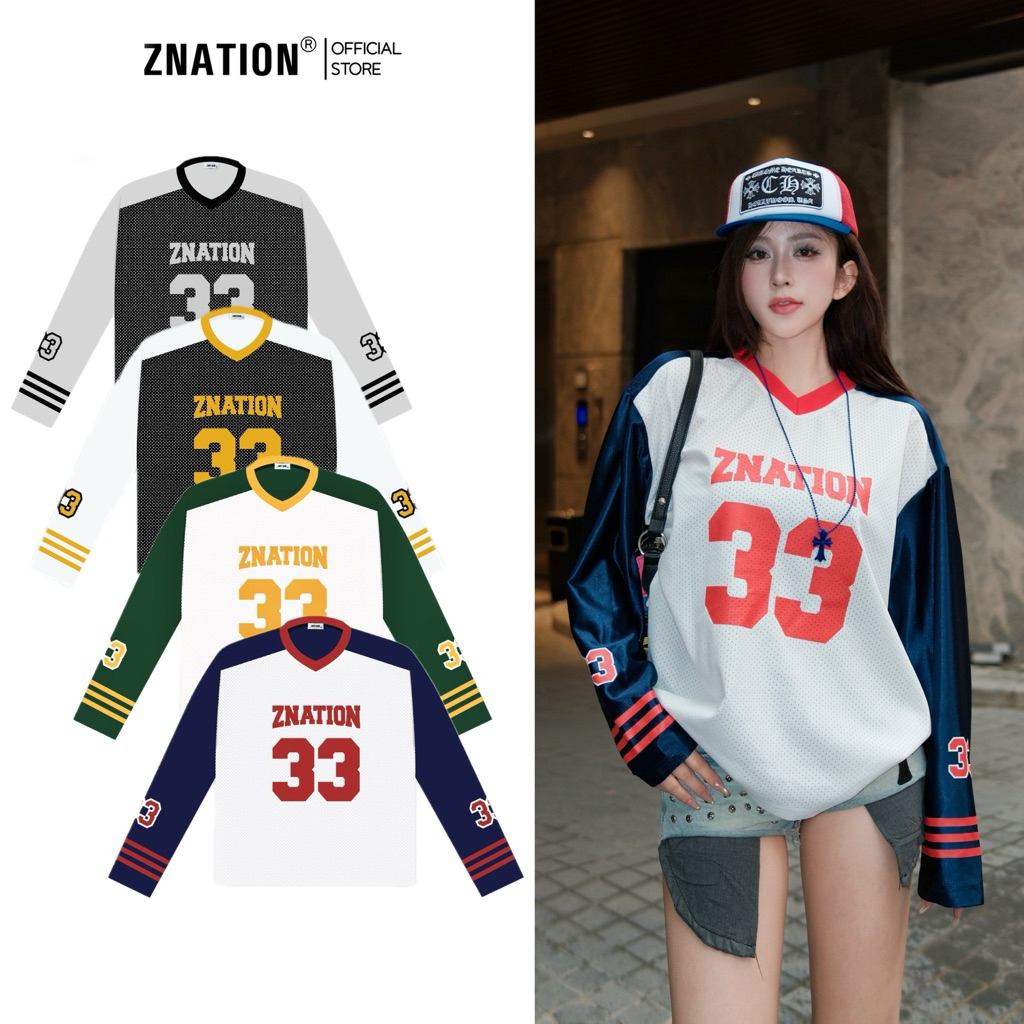 ZNATION Form Boxy เสื้อเชิ้ตตาข่ายแขนยาวสําหรับผู้ชายและผู้หญิง V คอผ้าไหมพิมพ์