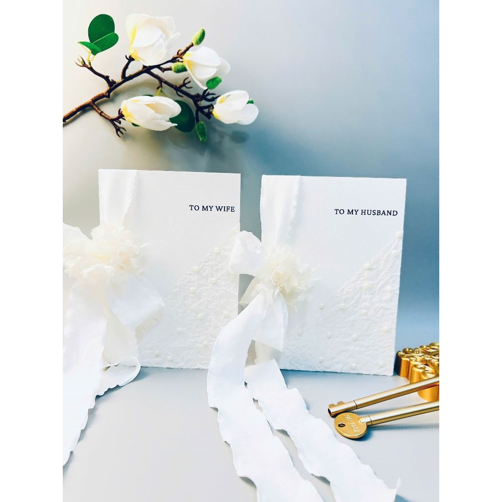 Vows Wedding Card 122 - การ์ดเชิญงานแต่งงานพร้อมสัญญางานแต่งงานและดอกไม้หรูหรารวมกัน |ชิ1990