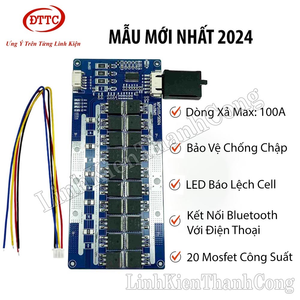 วงจรป้องกัน VnBMS 3.7V 3S 100A 20 Mosfet การชาร์จทั่วไปและการชาร์จ + วงจรบลูทูธ