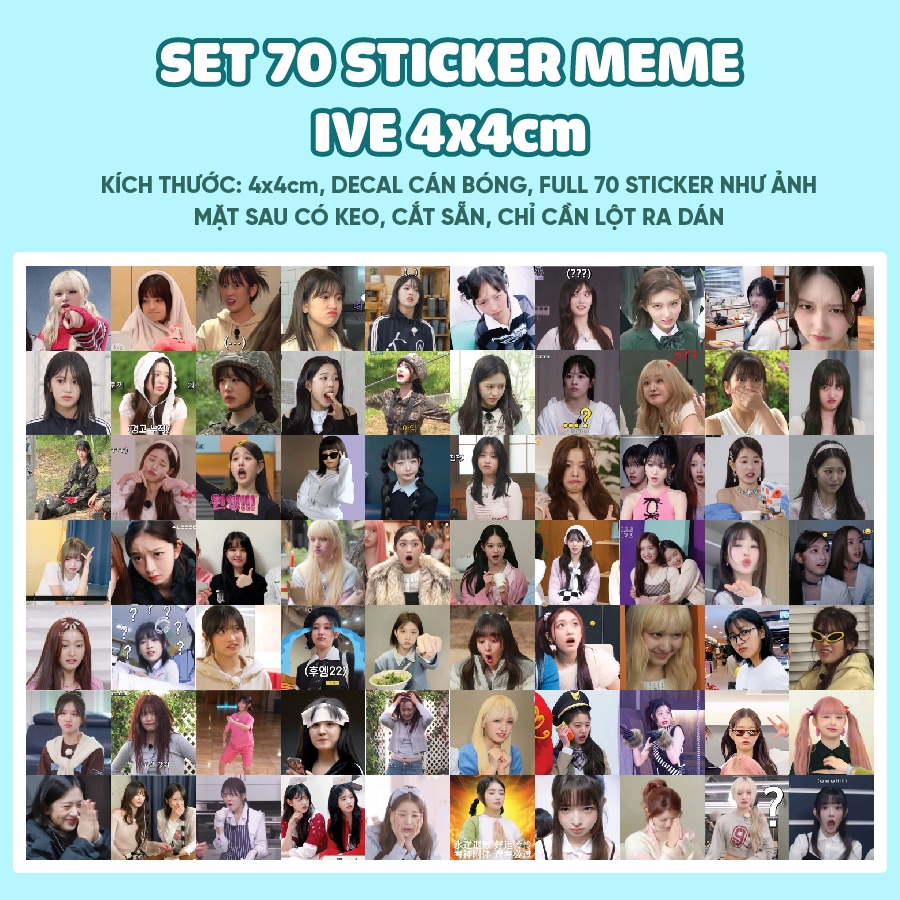 SET 70 MEME IVE สติ๊กเกอร์ปิดผนึก • MEME IVE สติ๊กเกอร์ 4x4cm ตัดสําเร็จ