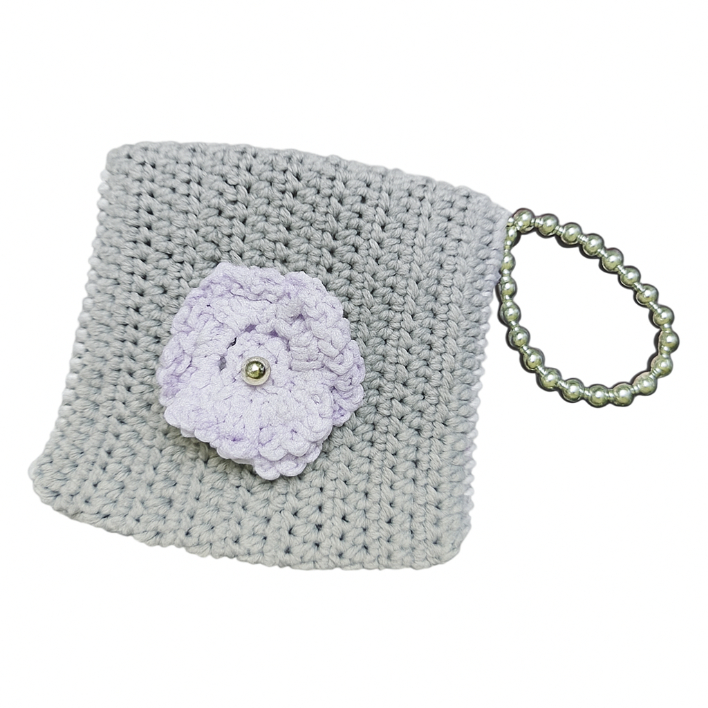 HeleneoLenShop Money Bag & การ์ดทํามือนุ่มน้ําหนักเบาน่ารักพร้อมดอกไม้ขนสัตว์สีม่วงหรูหรา