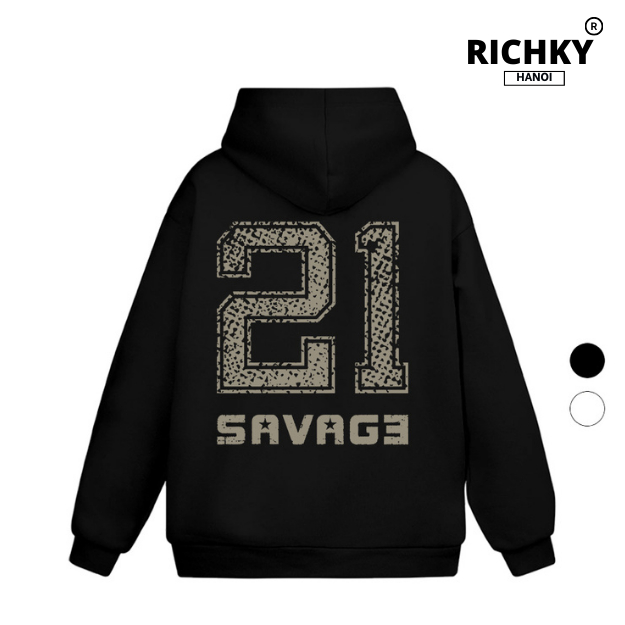 Richky Hanoi เสื้อฮู้ดพรีเมี่ยม Savage 21 กราฟิก
