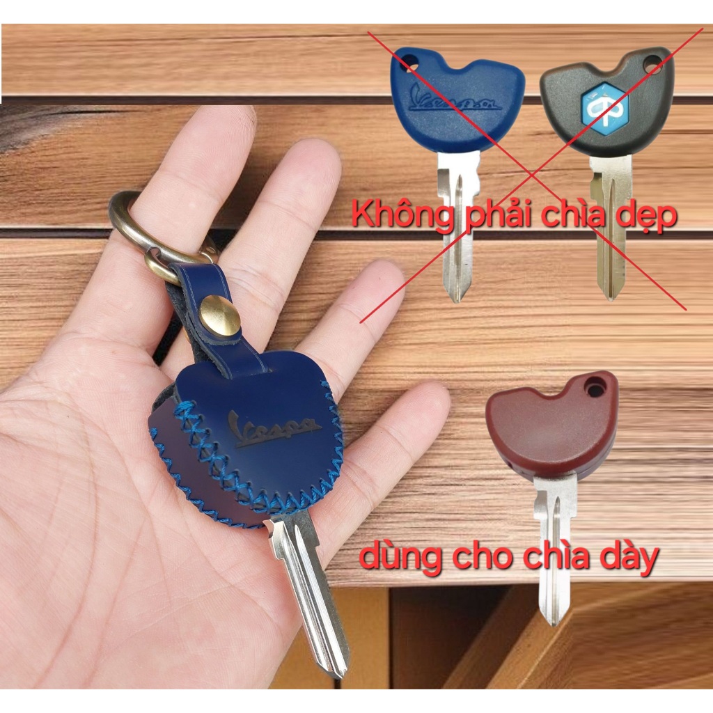 Piaggio Vespa เคสกุญแจหนังวัวแท้ รุ่นกุญแจสีน้ําตาลหนา สินค้าหนังทํามือ