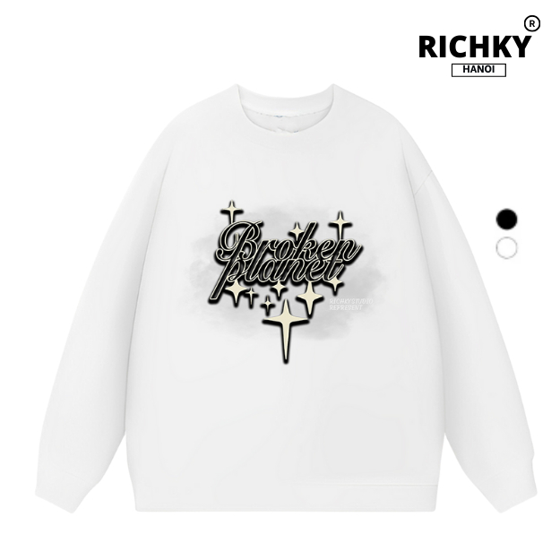 Richky Hanoi Premium Broken Planet Starry Script Graphic Sweater