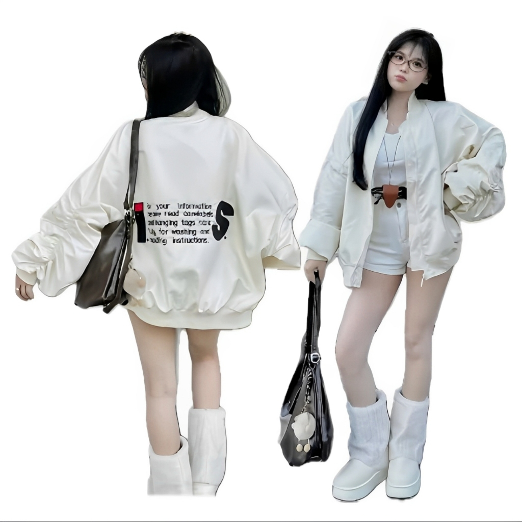 Emmy_Cloth86// ผู้ชายและผู้หญิง Shrug Sleeve Bomber Jacket V1 S-ปัก - Shrugged Sleeve Umbrella Bombe