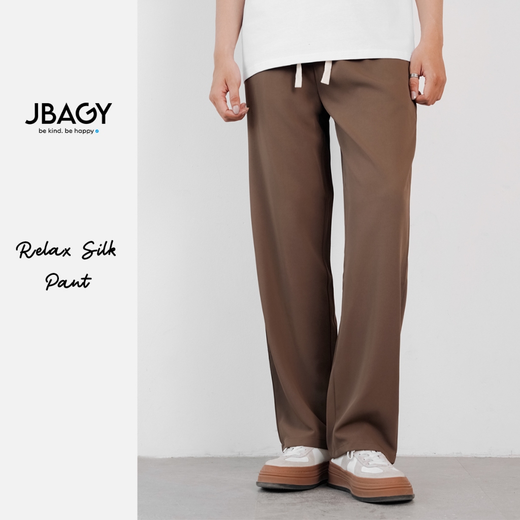 JBAGY กางเกงขากว้างผู้ชาย ผ้าคอตตอนซิลค์ นุ่ม ไม่ยับ ทรงหลวม - JD0105
